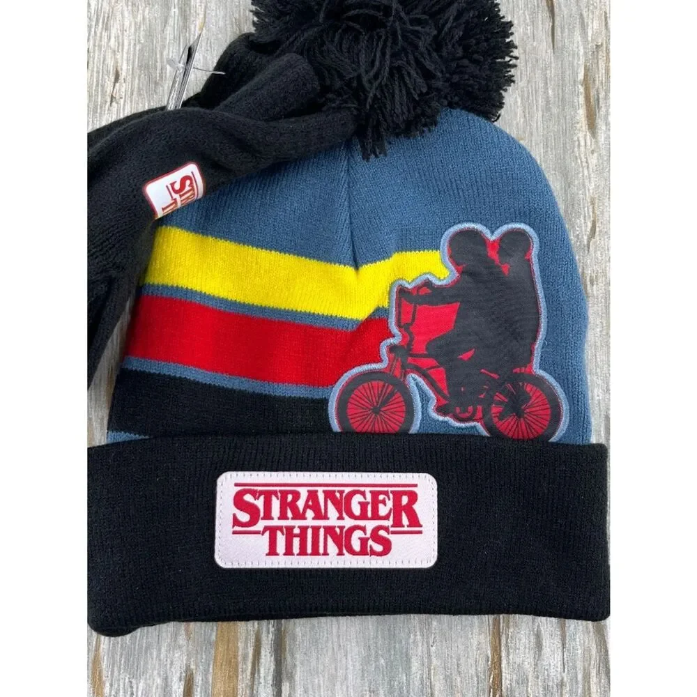 Stranger Things Beanie Hat With Pom Pom & Glove Set